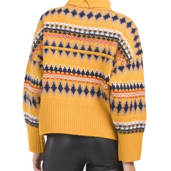 RAG & BONE Wool Willow Fair Isle Turtleneck Yellow Sweater M NWT - Picture 6 of 11